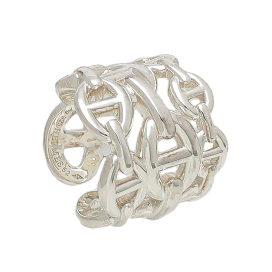 Hermes Silver Chaine D'ancre Enchainee Ring 52