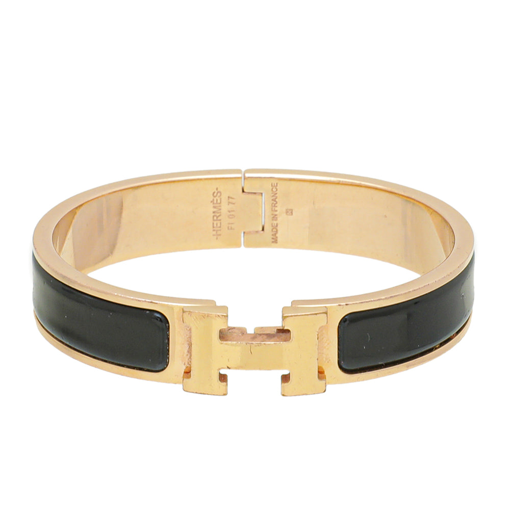 Hermes Clic Clac H Black Enamel Gold - Plated Bracelet Hermes | TLC