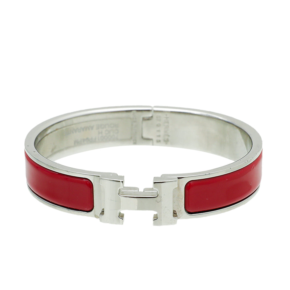 Hermes Rouge Amarante Clic H Bracelet-Hermes-THE CLOSET