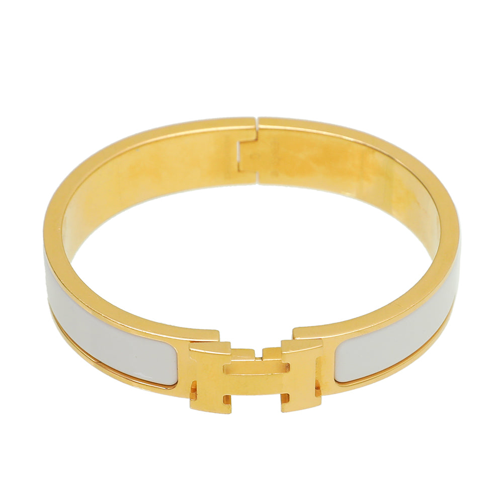Hermes White Clic H Bracelet-Hermes-THE CLOSET