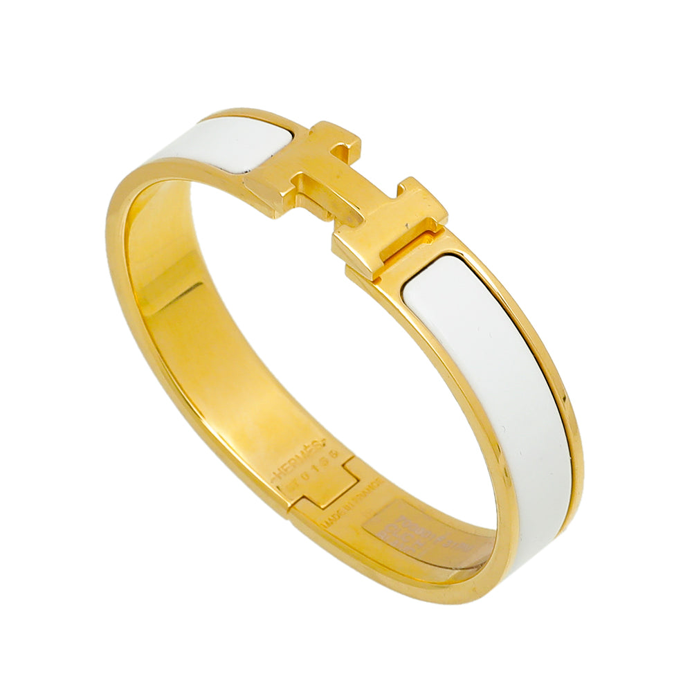 Hermes White Clic H Bracelet-Hermes-THE CLOSET