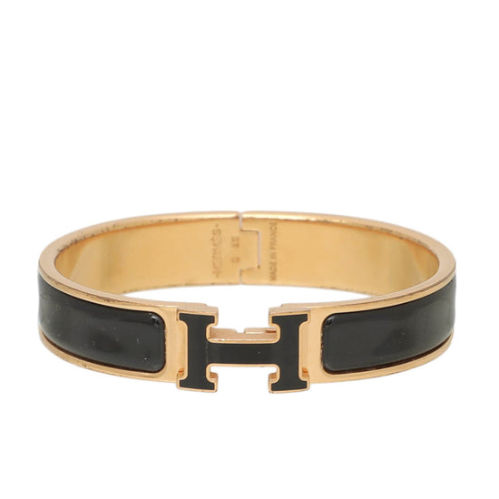 Hermes Click Hh So Black Bracelet Bangle Enamel | Chairish