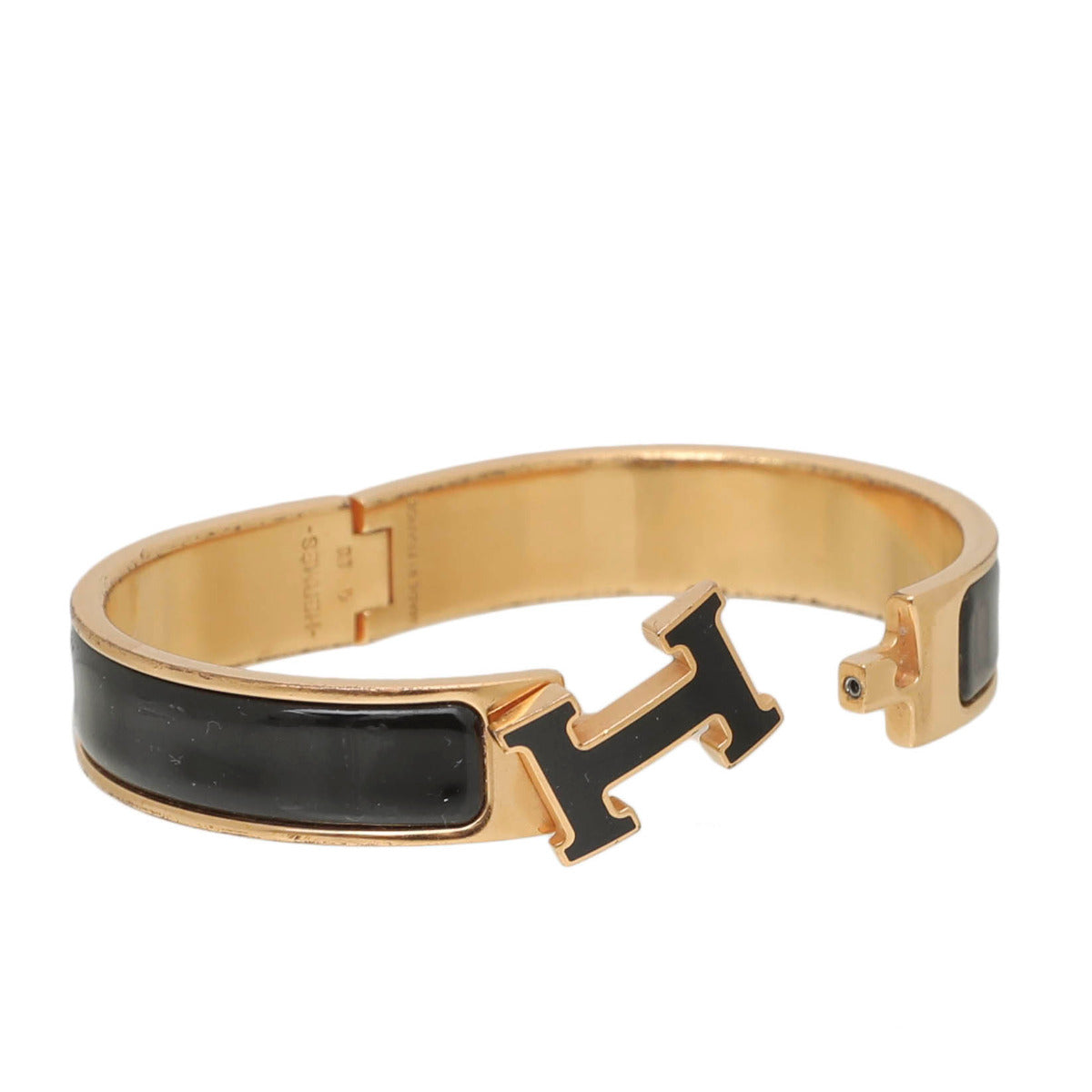Hermes Black Enamel Clic Clac H Bracelet-Hermes-THE CLOSET
