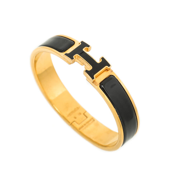 Hermes Noir Clic H Enamel Bracelet