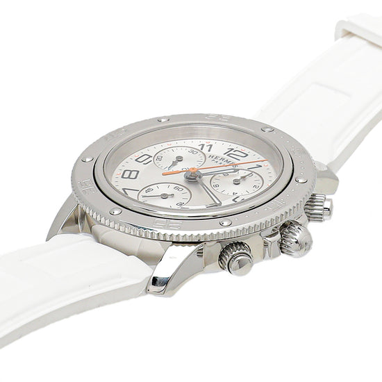 Hermes White Stainless Steel Clipper Chronograph Watch