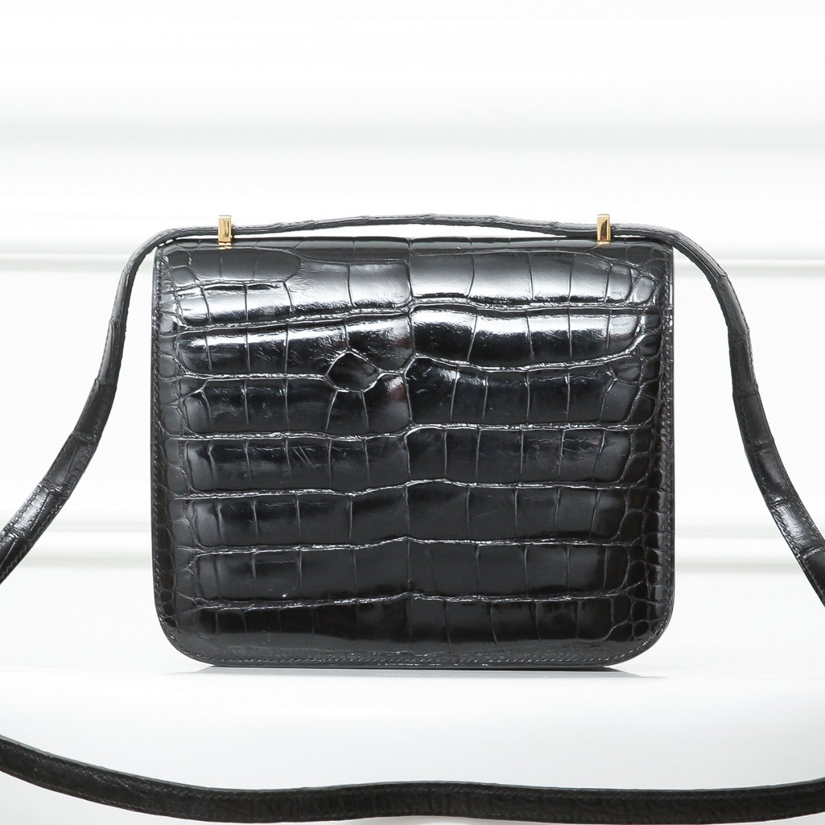 Hermes Black Shiny Alligator Constance 18-Hermes-THE CLOSET