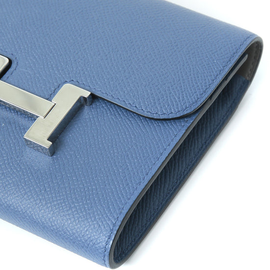 Hermes  Bleu Agate-Gris Mouett Constance Compact Wallet