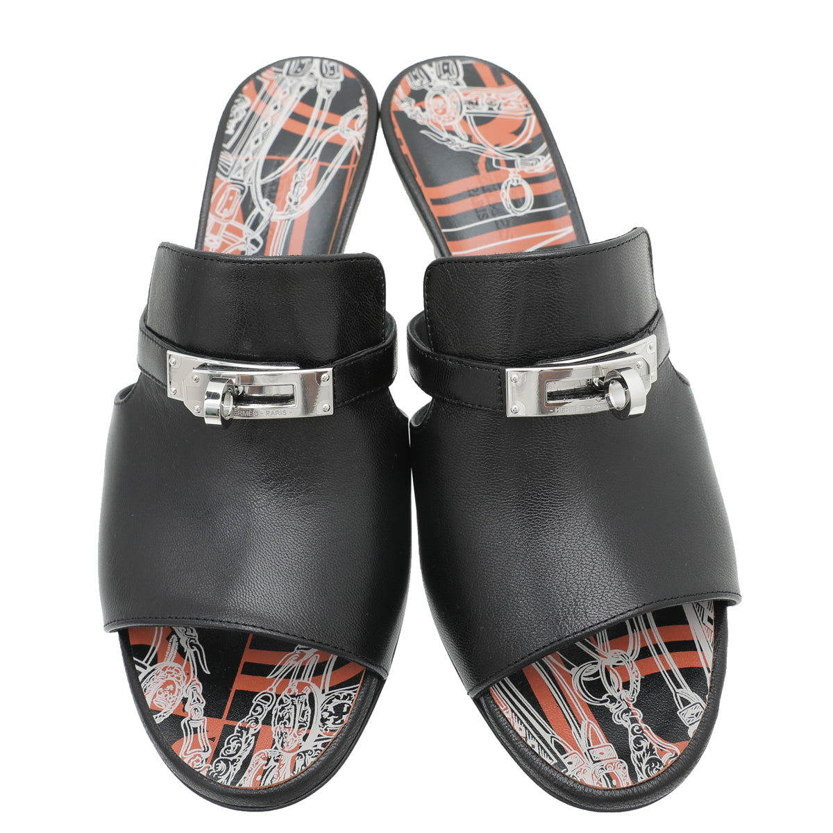 Hermes Noir Cute Mule Sandals 37