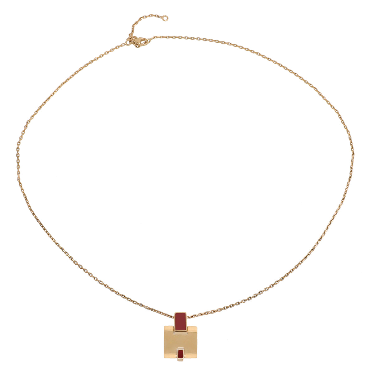 Hermes Rouge Corail Eileen Pendant Necklace-Hermes-THE CLOSET