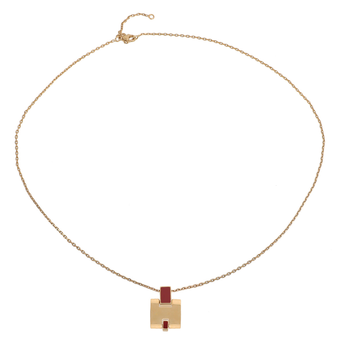 Hermes Rouge Corail Eileen Pendant Necklace