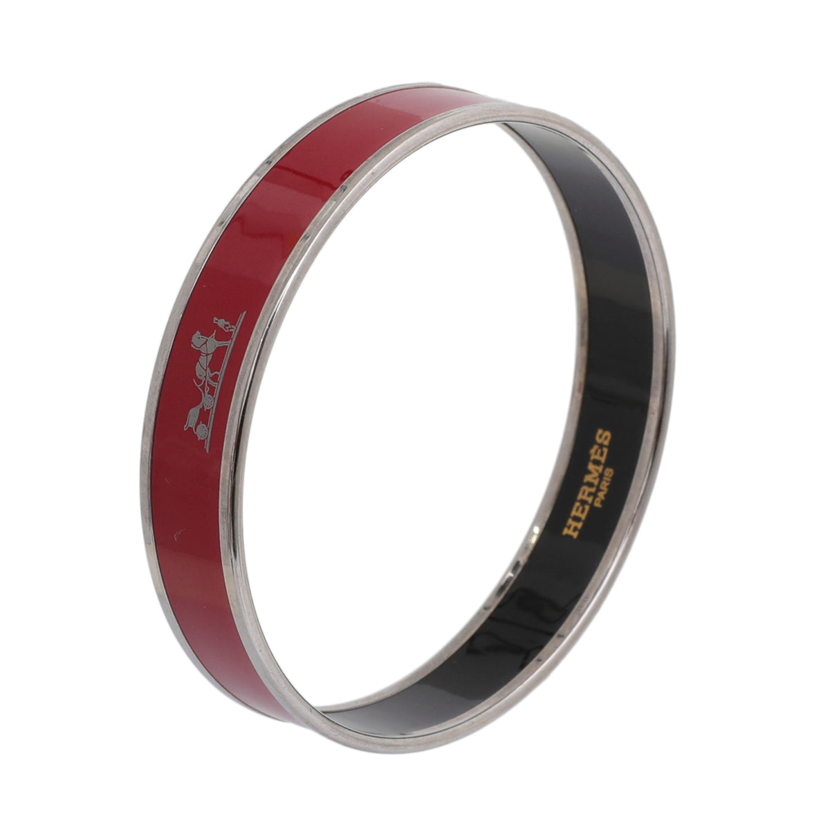 Hermes Rouge H Enamel Printed Caleche Bangle Bracelet-Hermes-THE CLOSET