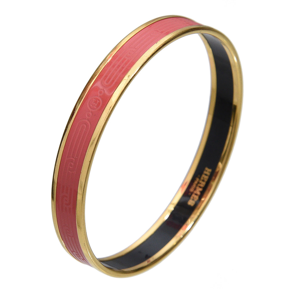Hermes Orange Enamel Printed Sellier Narrow Bangle Bracelet-Hermes-THE CLOSET