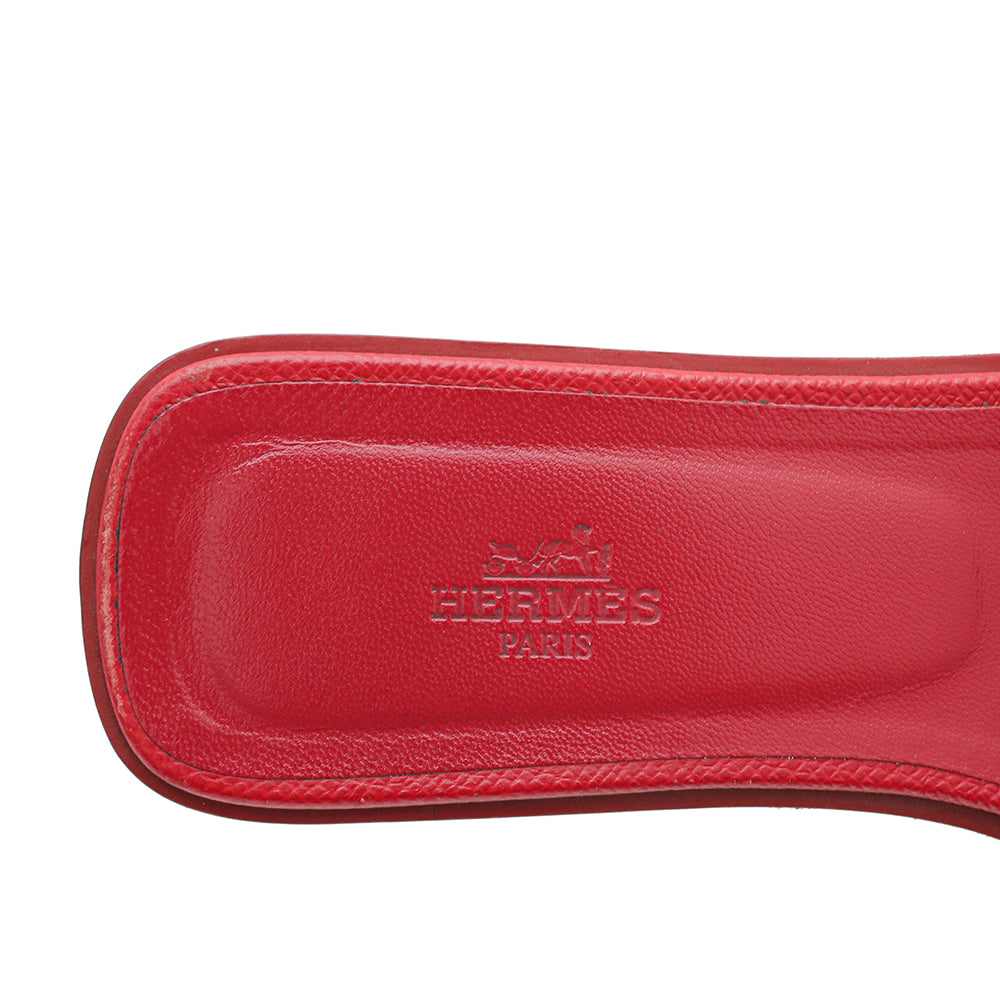 Hermes Red Epsom Oran Sandals 39-Hermes-THE CLOSET