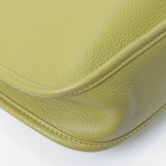 Hermes Vert Chartreuse Clemence Leather Evelyne II Crossbody Bag