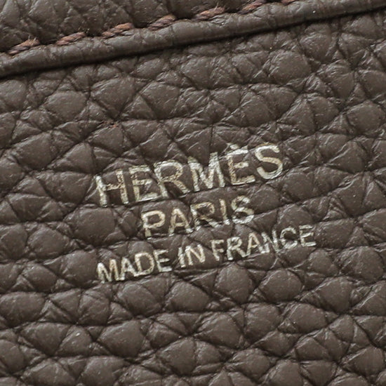 Hermes Chocolat Clemence Leather Evelyne III GM Bag - Yoogi's Closet