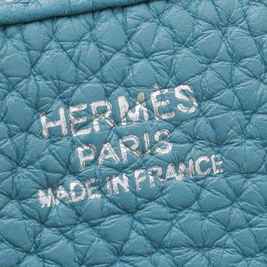 Hermes Evelyne PM Blue Pale Bag Gold Hardware Clemence Leather