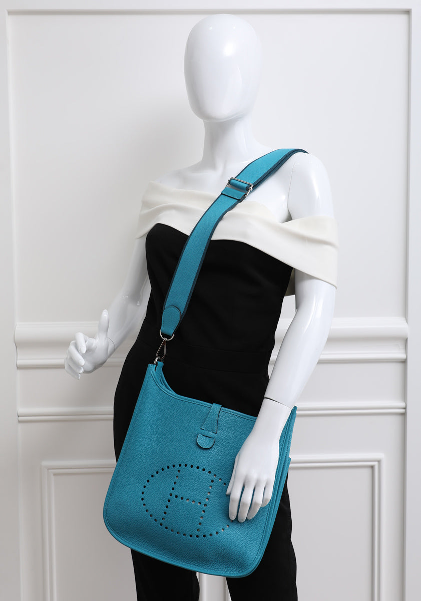 Hermes Turquoise Togo Evelyne III Bag-Hermes-THE CLOSET