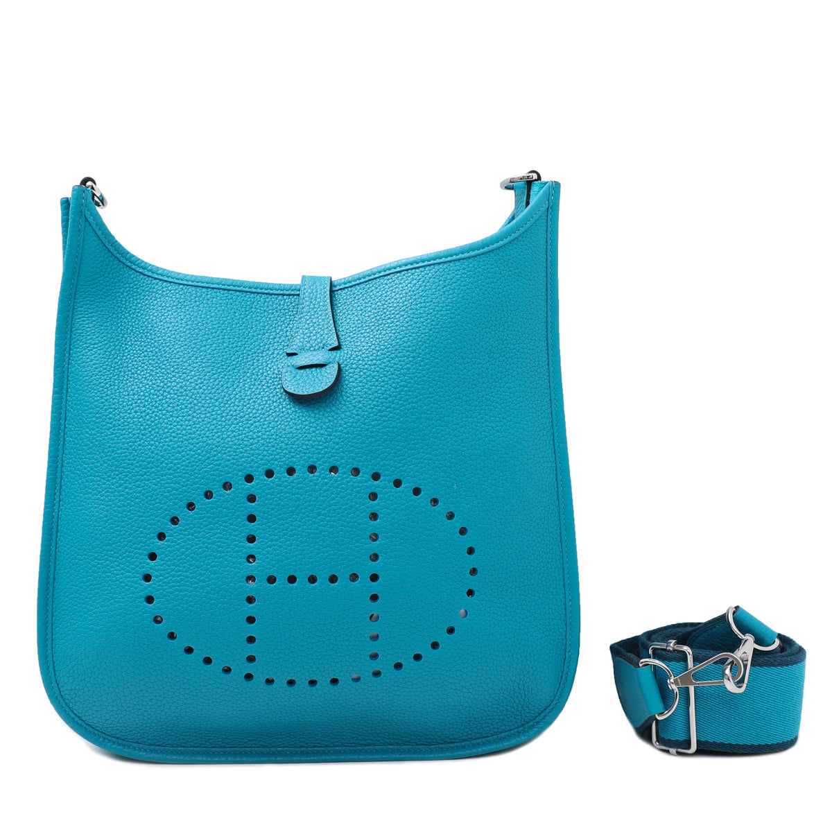 Hermes Bleu de Malte Togo Leather Evelyne TGM III Bag - Yoogi's Closet