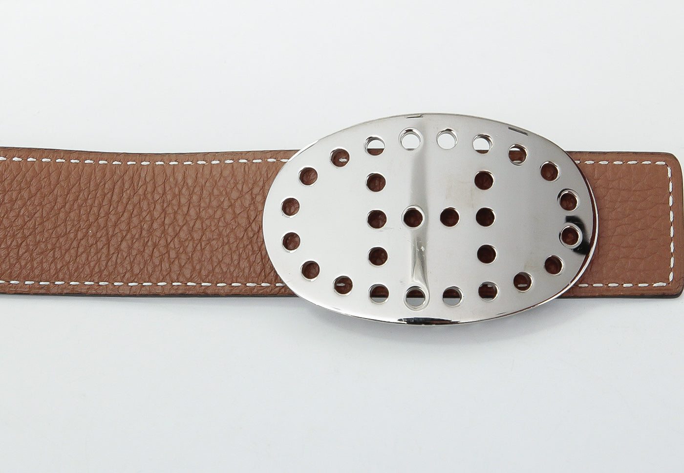 Hermes Bicolor Perf Buckle Reversible Belt 85-Hermes-THE CLOSET