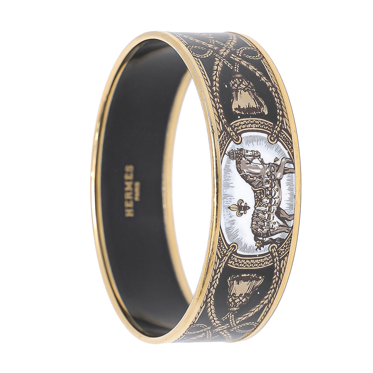 Hermes Gold - Black Grand Apparat Printed Bangle-Hermes-THE CLOSET