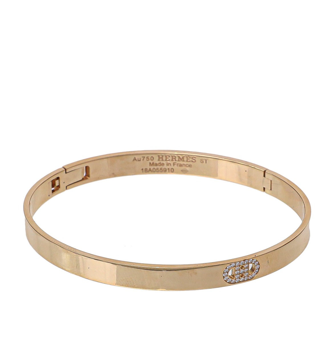Hermes 18k Pink Gold H D' Ancre Bracelet Small