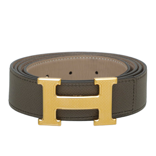 Hermes Bicolor H Guilloche Reversible 32mm Belt