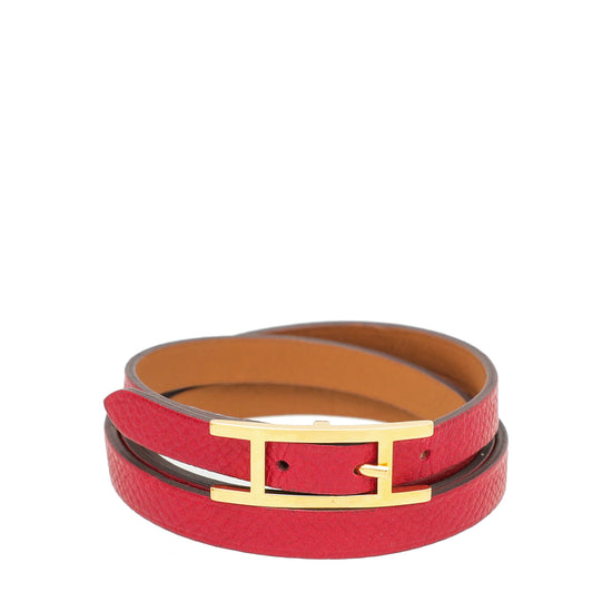 Hermes Rouge Hapi 3 Bracelet Medium
