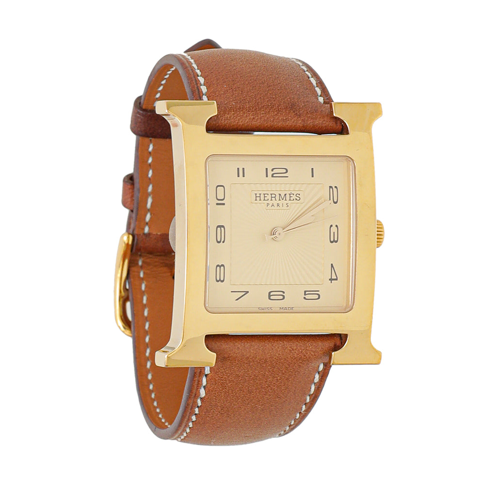 Hermes Gold Heure H GM Quartz Watch-Hermes-THE CLOSET