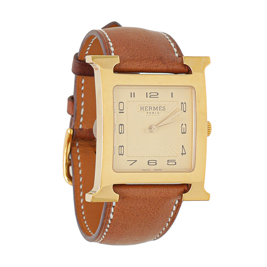 Hermes Gold Heure H GM Quartz Watch