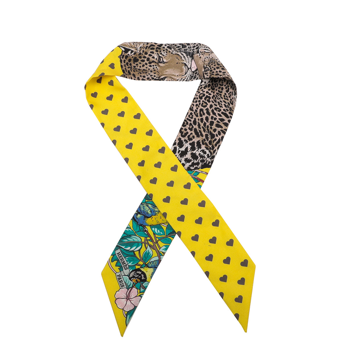 Hermes Multicolor Jungle Love Love Print Twilly Valentine Edition Scarf-Hermes-THE CLOSET