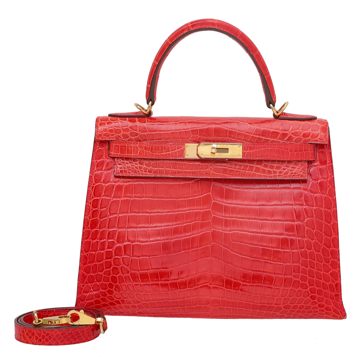 Hermes Geranium Crocodile Niloticus Kelly 28 Bag-Hermes-THE CLOSET