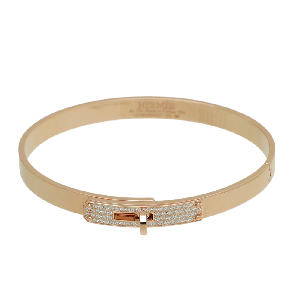 Hermes 18K Rose Gold w/61 Diamonds Kelly Bracelet – The Closet