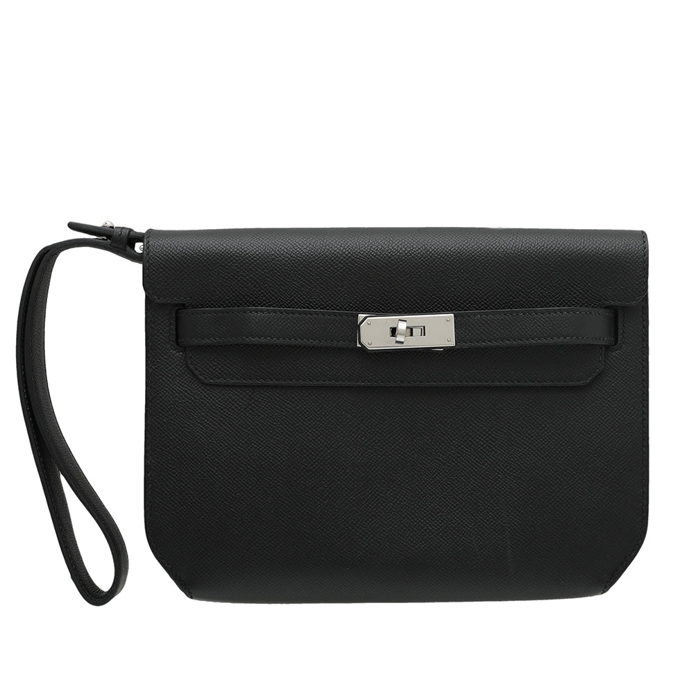 Hermes Black Depeches Kelly 25 Pouch-Hermes-THE CLOSET