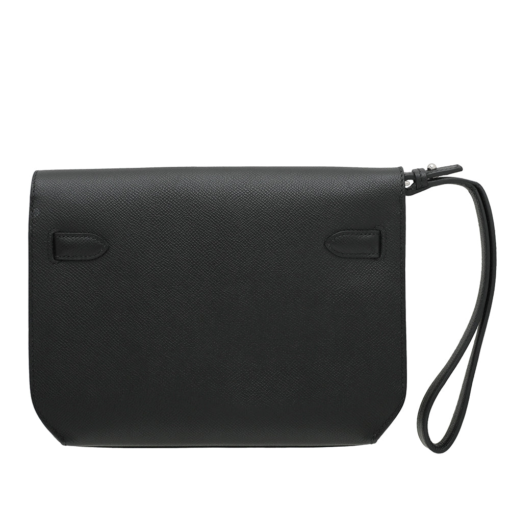 Hermes Black Depeches Kelly 25 Pouch-Hermes-THE CLOSET