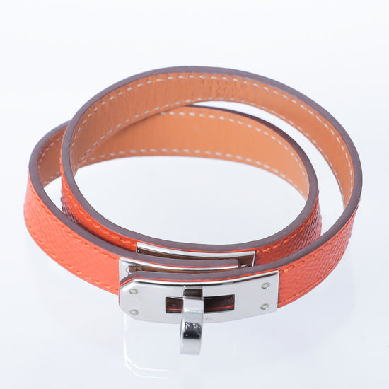 Hermes kelly Orange Double Tour Bracelet Medium