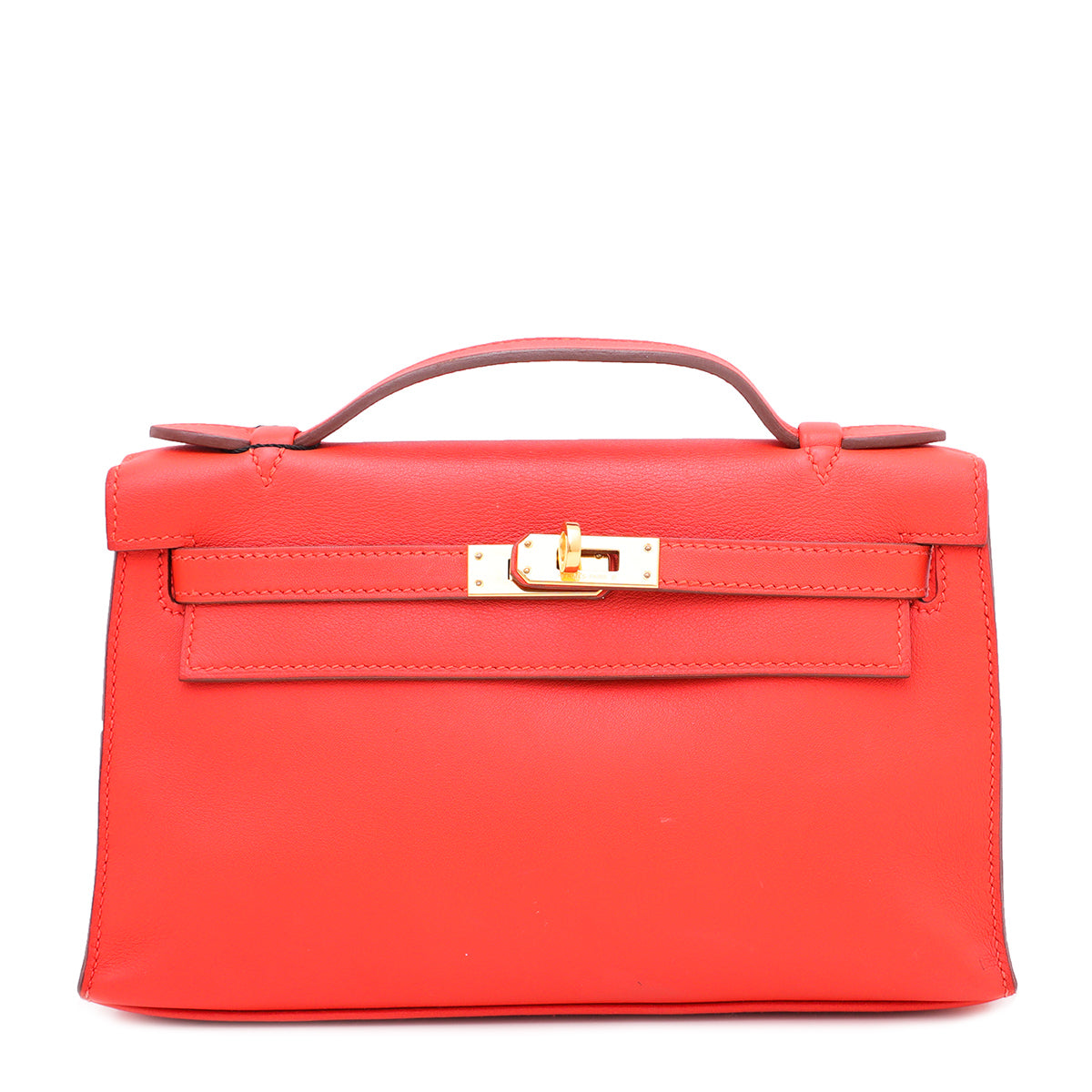 Hermes Vermillion Swift Kelly Pochette Clutch-Hermes-THE CLOSET