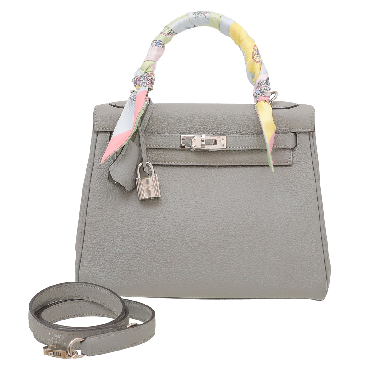 Hermes Gris Mouette Clemence Retourne Kelly 25 Bag-Hermes-THE CLOSET