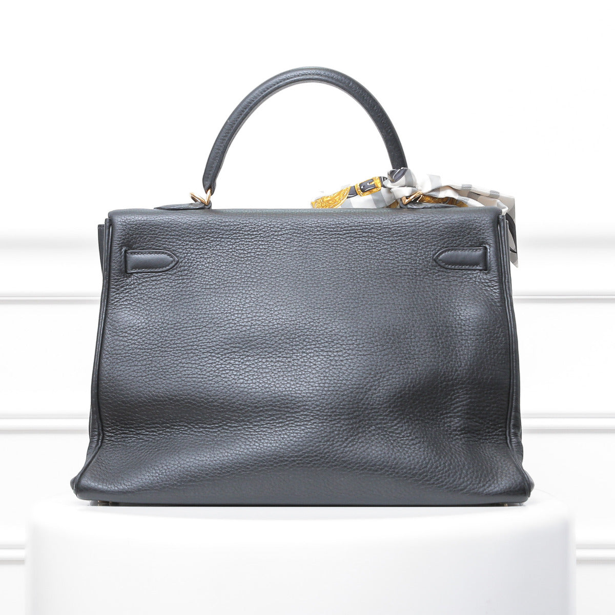 Hermes Noir Retourne Kelly 35 w- Hermes Scarf-Hermes-THE CLOSET