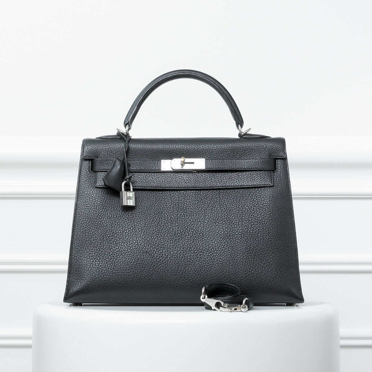 Hermes Kelly Black Sellier Togo 32 Shooting Star Bag-Hermes-THE CLOSET