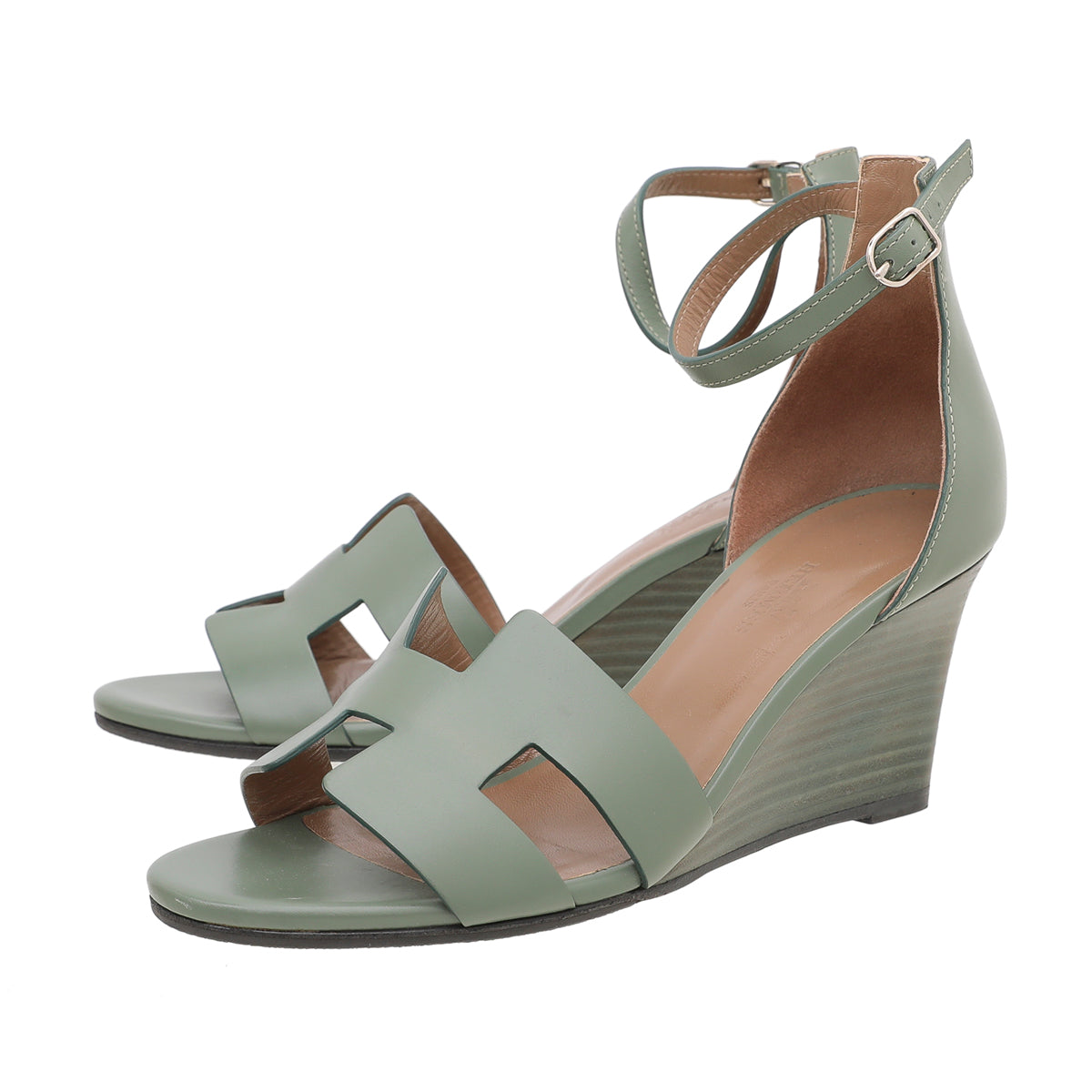 Hermes Ash Green Smooth Legend Sandals 38-Hermes-THE CLOSET