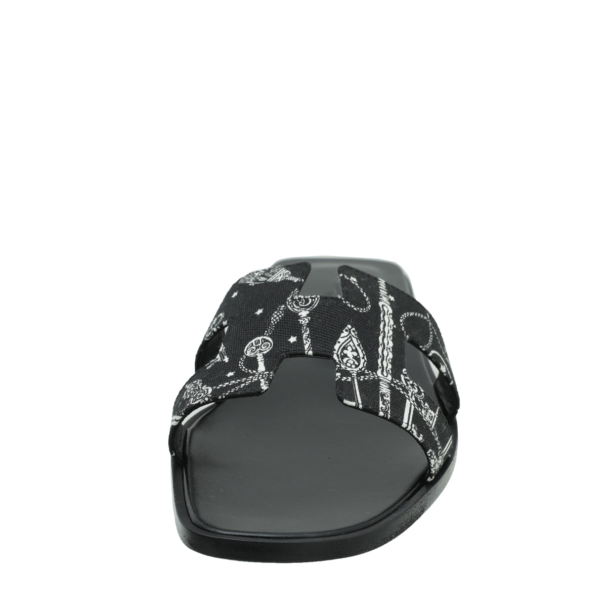 Hermes Noir Les Cles Bandana Pint Oran Sandals 38.5-Hermes-THE CLOSET
