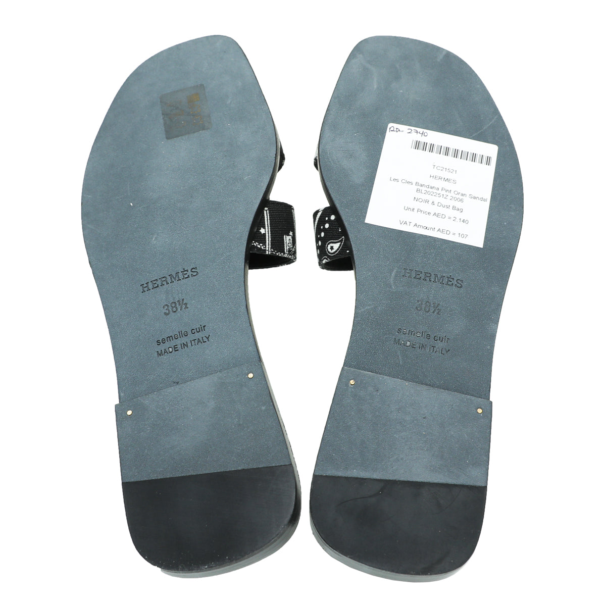 Hermes Noir Les Cles Bandana Pint Oran Sandals 38.5-Hermes-THE CLOSET