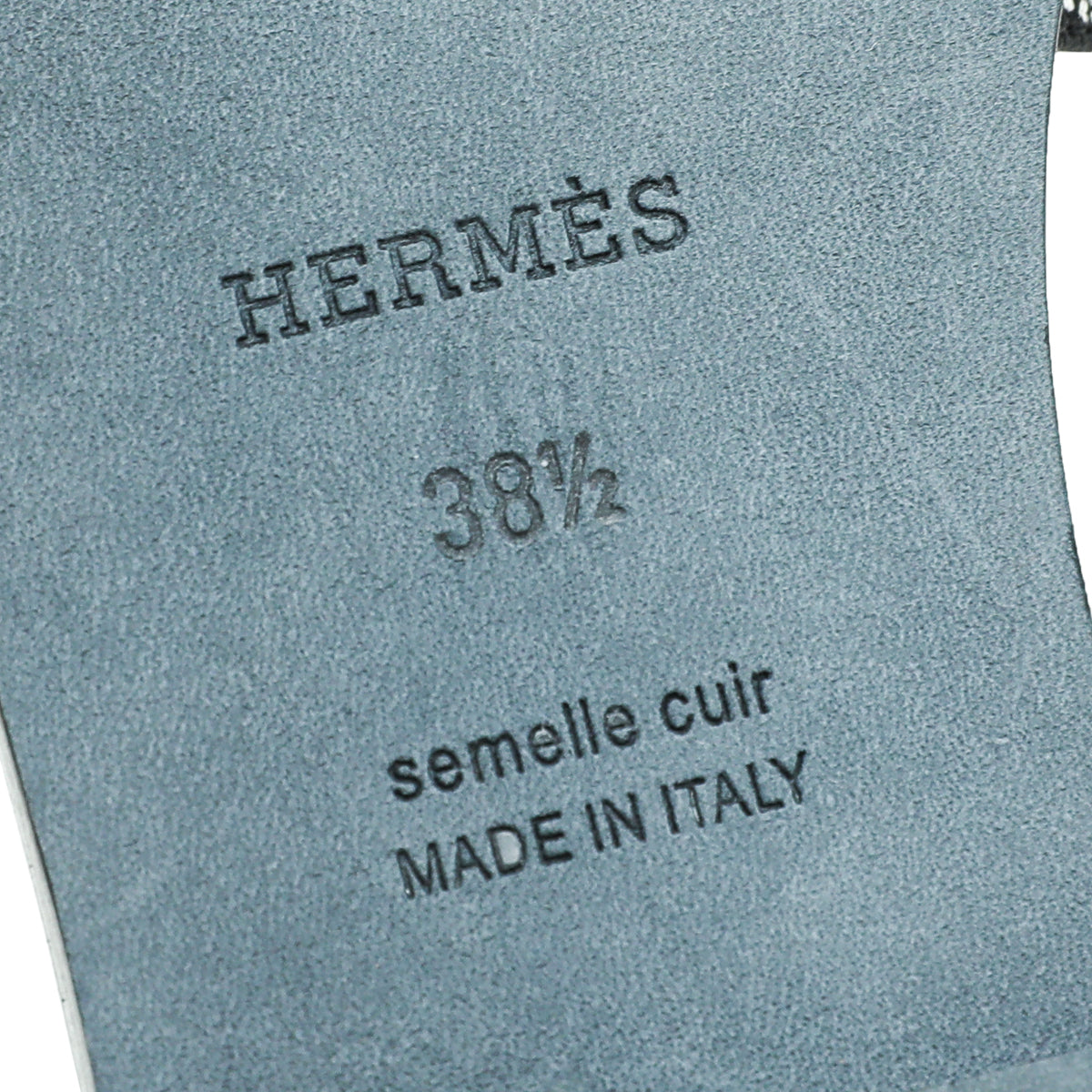 Hermes Noir Les Cles Bandana Pint Oran Sandals 38.5-Hermes-THE CLOSET