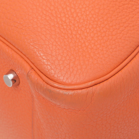 Hermes Orange Clemence Lindy 34 Bag