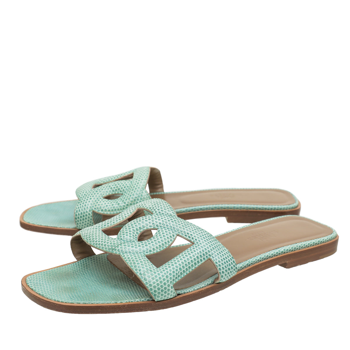 Hermes Turquoise Lizard Omaha Sandals 39-Hermes-THE CLOSET