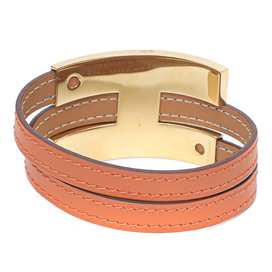Hermes Orange Men's Brushed Bracelet