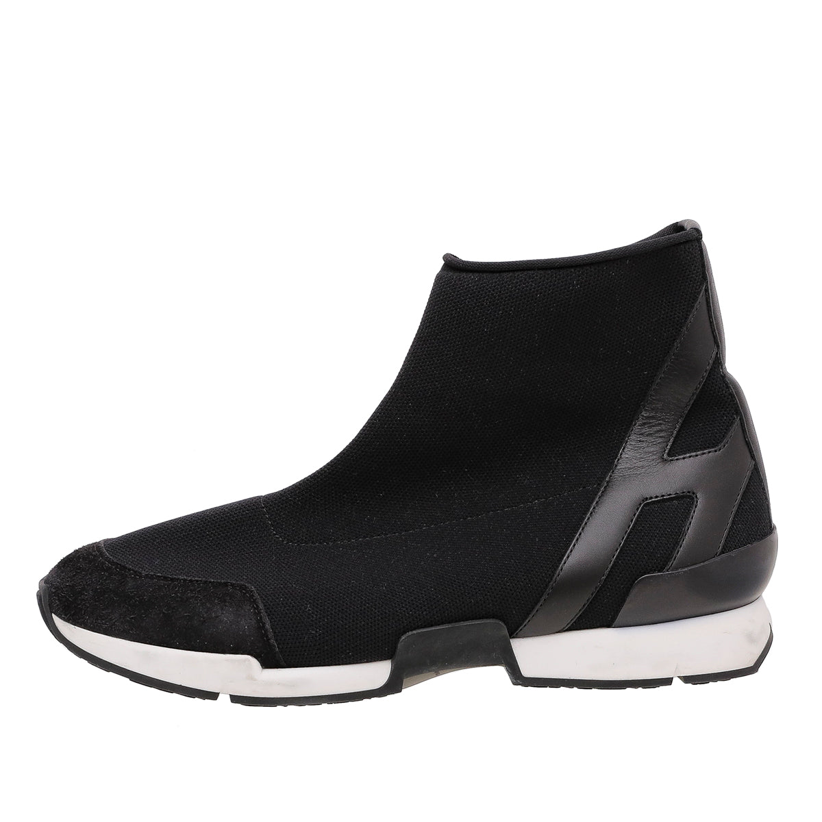 Hermes Black Mesh Calfskin Suede Soft Sneakers 36