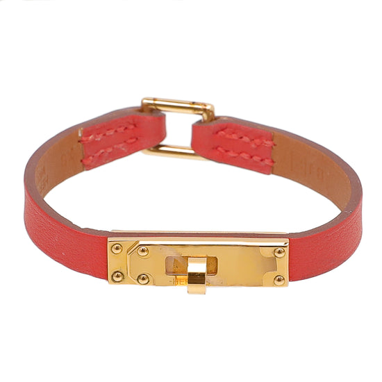 Hermes Rouge Pivoine Micro Kelly Bracelet