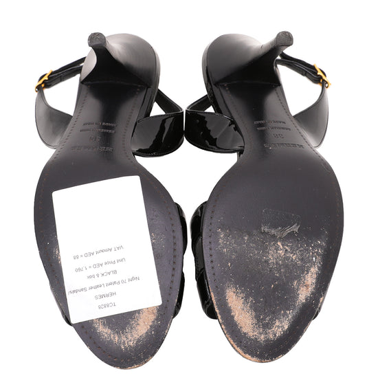 Hermes Black Night 70 Sandals 38