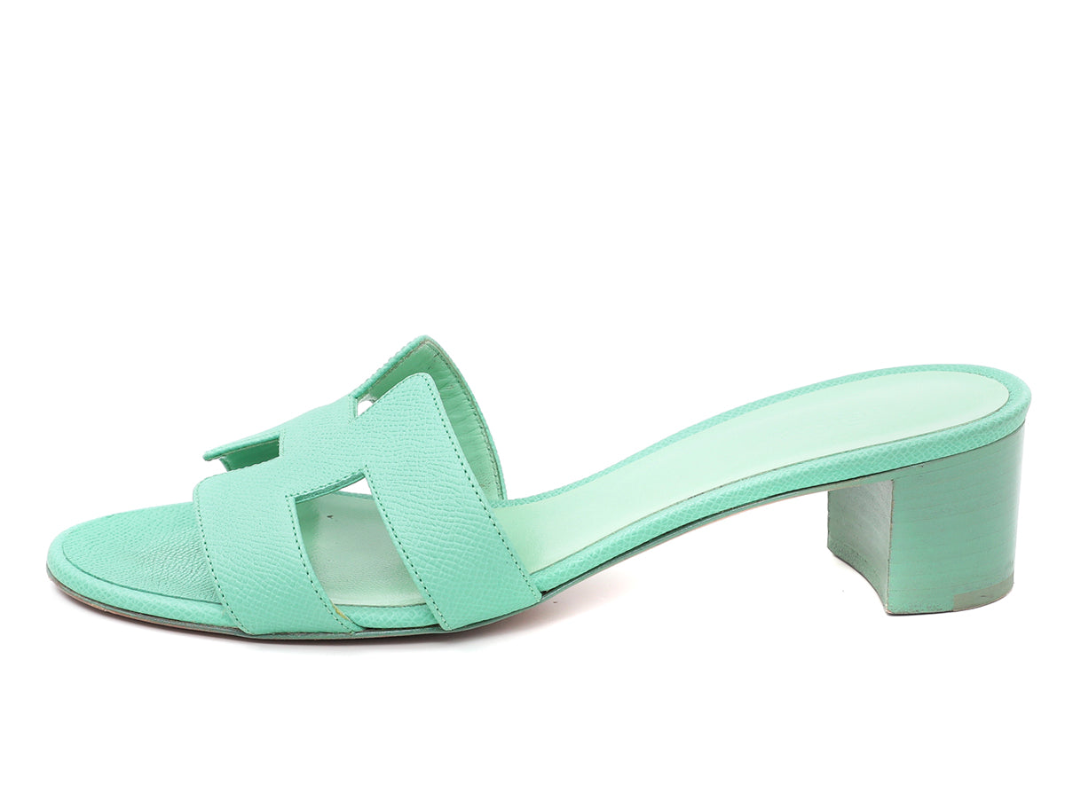 Hermes Vert Criquet Oasis Sandals 38.5-Hermes-THE CLOSET